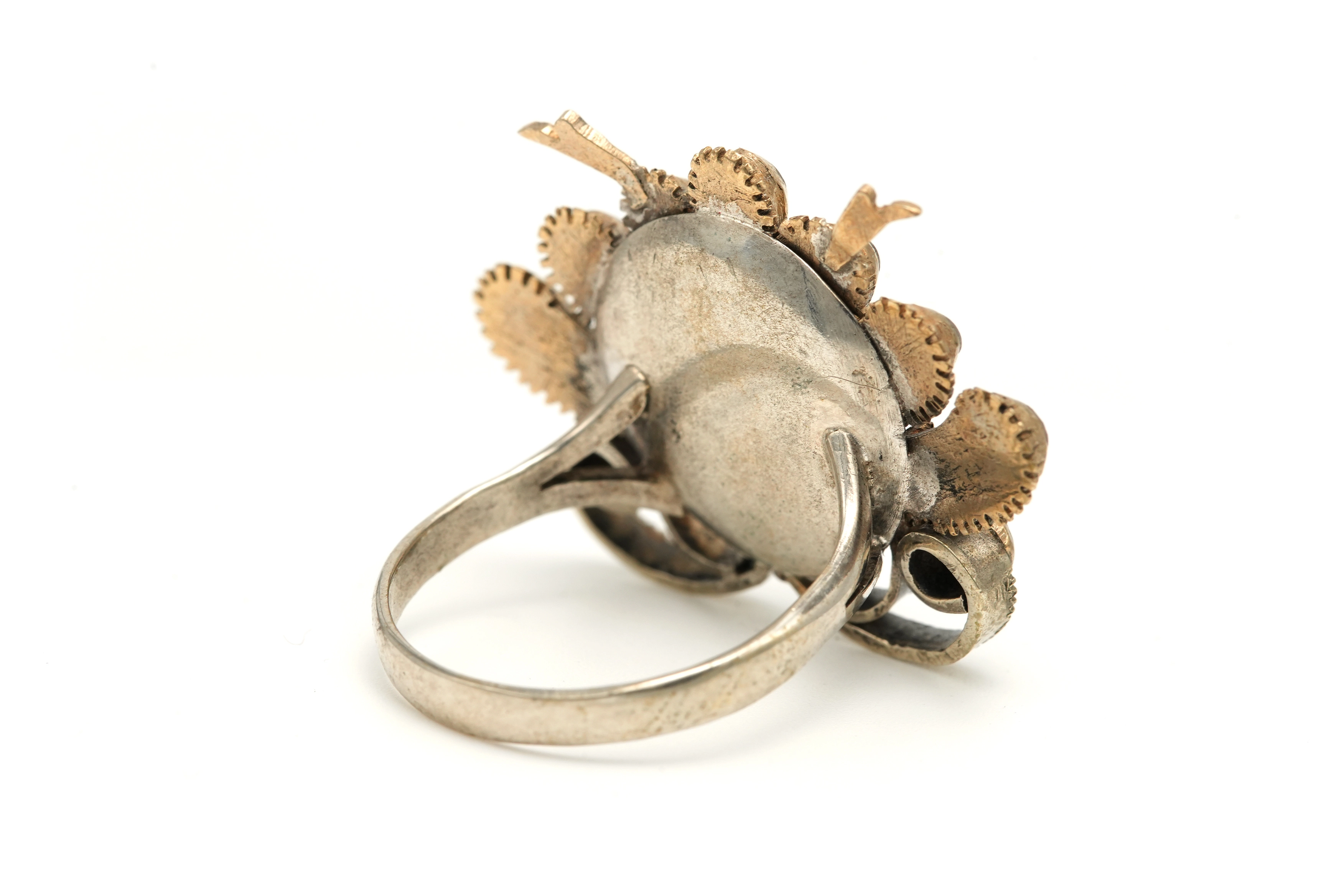 Bague Napoléon III en or jaune 18 carats et argent sertie de diamants "taille" rose - 5