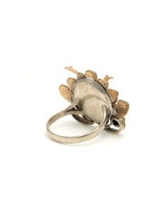 Bague Napoléon III en or jaune 18 carats et argent sertie de diamants "taille" rose - 5