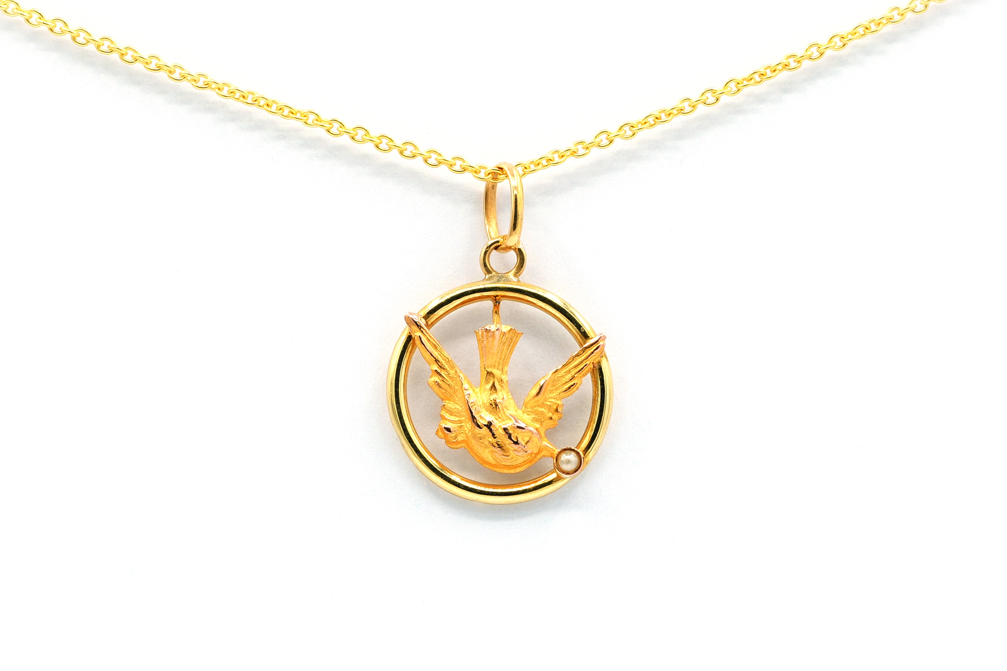 Pendentif Napoléon III en or jaune 18 carats serti d'une perle - - 1