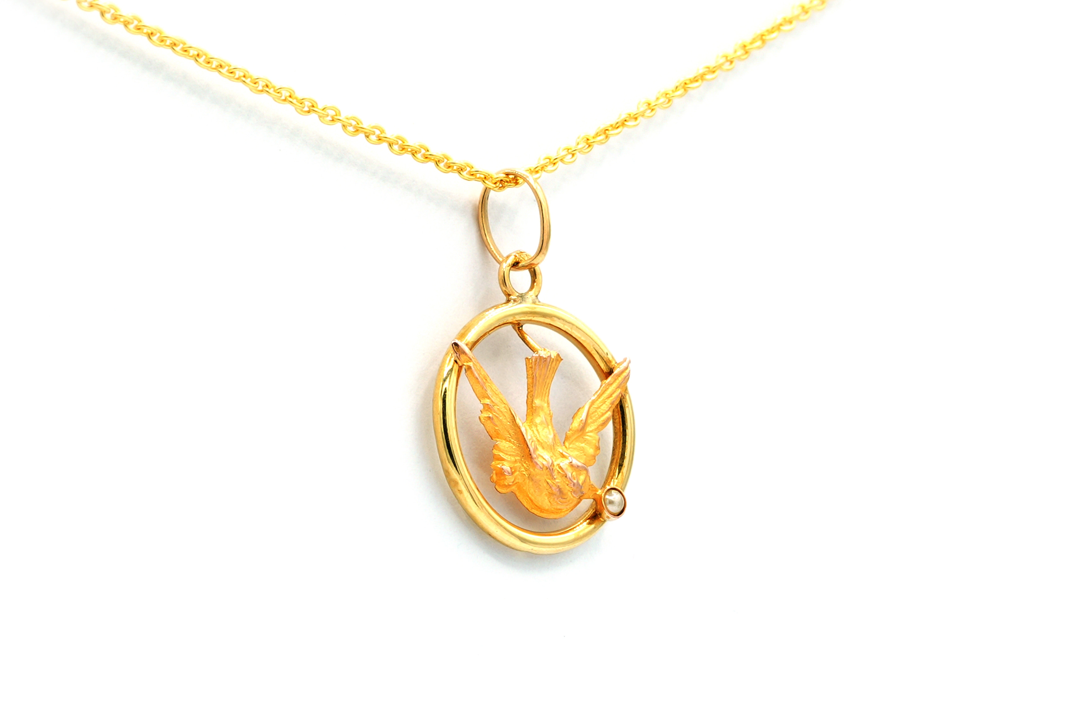 Pendentif Napoléon III en or jaune 18 carats serti d'une perle - - 3