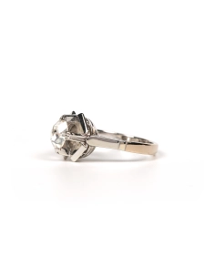 Bague Art Déco en or blanc 18 carats sertie d'un diamant "taille" rose - - 2