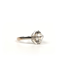 Bague Art Déco en or blanc 18 carats sertie d'un diamant "taille" rose - - 6