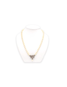 Collier Années 70 en or blanc 18 carats, perles et rubis - 4