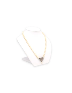 Collier Années 70 en or blanc 18 carats, perles et rubis - 6