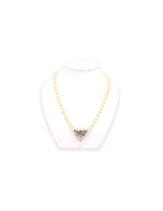 Collier Années 70 en or blanc 18 carats, perles et rubis - 7
