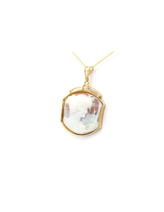 Pendentif Art Nouveau en or jaune 18 carats serti d'un camée coquillage - - 2