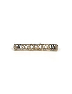 Broche Art Déco en or blanc 18 carats sertie de diamants "taille" rose - - 1