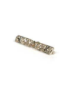 Broche Art Déco en or blanc 18 carats sertie de diamants "taille" rose - - 2