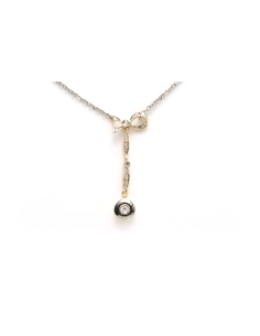 Collier Art Nouveau en or blanc 18 carats, argent et diamants "taille" brillant et "taille" rose (+-0.05ct) - 1
