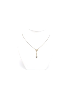 Collier Art Nouveau en or blanc 18 carats, argent et diamants "taille" brillant et "taille" rose (+-0.05ct) - 2