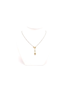 Collier Art Nouveau en or blanc 18 carats, argent et diamants "taille" brillant et "taille" rose (+-0.05ct) - 5