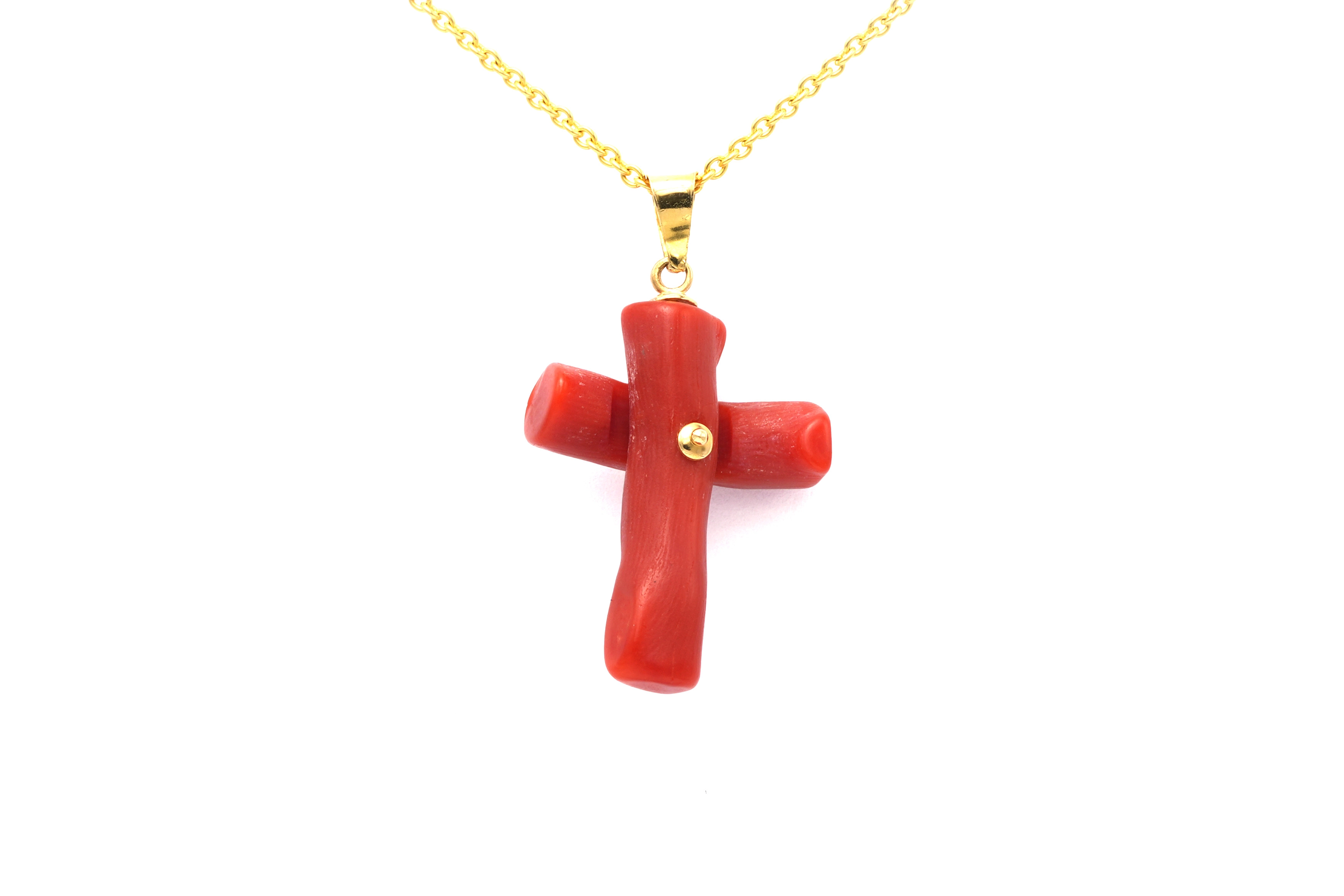 Pendentif contemporain en or jaune 18 carats et corail - - 4
