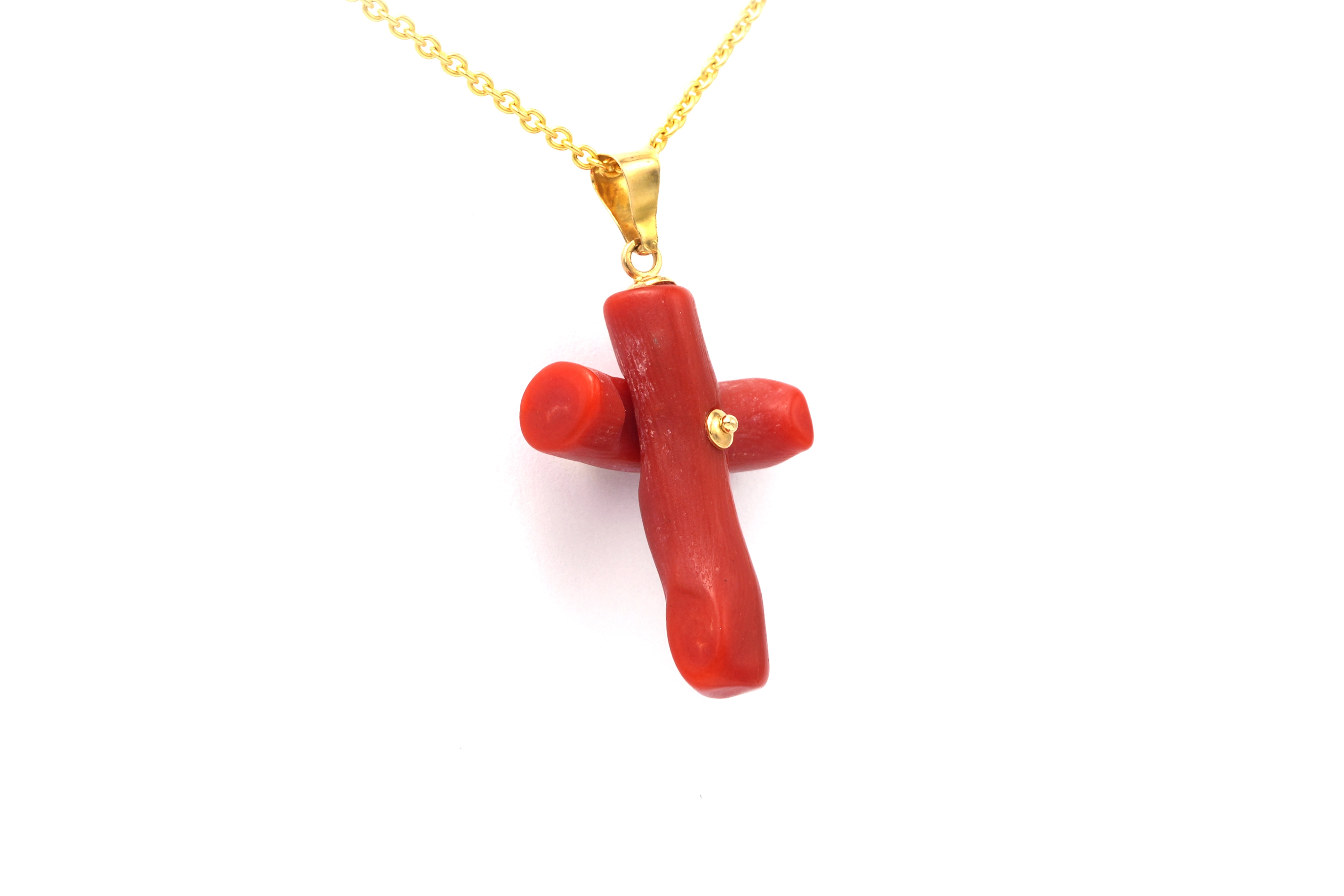 Pendentif contemporain en or jaune 18 carats et corail - - 3