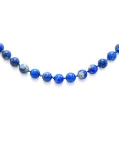 Collier contemporain en perles de lapis lazuli et fermoir en or jaune 8 carats - 1