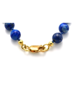 Collier contemporain en perles de lapis lazuli et fermoir en or jaune 8 carats - 5