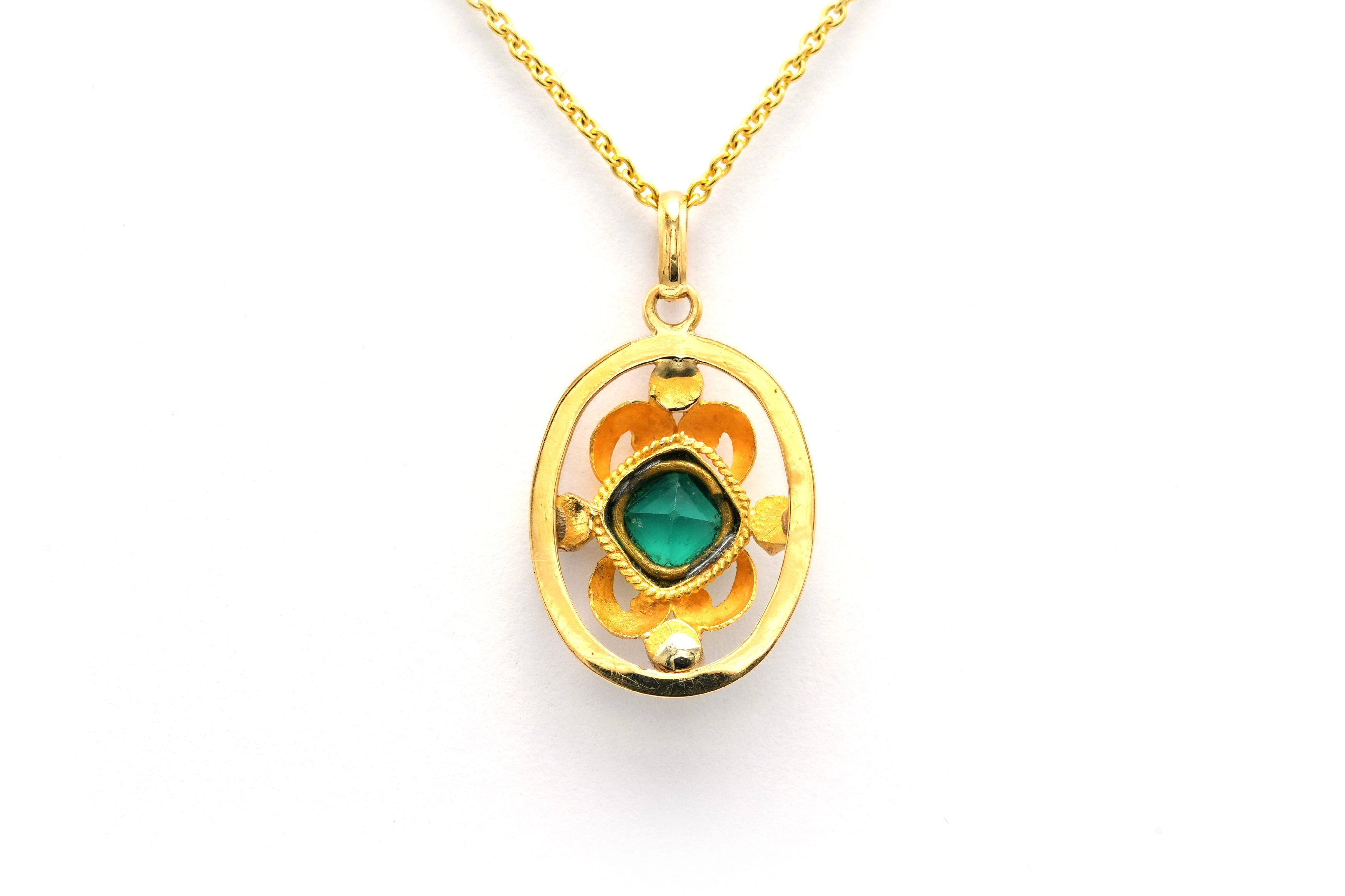 Pendentif Art Nouveau en or jaune 18 carats serti d'un cristal et de perles - - 4