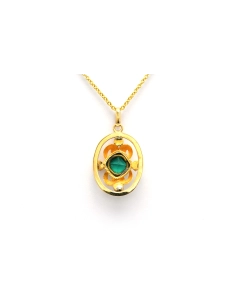 Pendentif Art Nouveau en or jaune 18 carats serti d'un cristal et de perles - - 4
