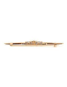 Broche Art Déco en or jaune 9 carats sertie d'une perle, de saphirs de synthèse et de strass - 6