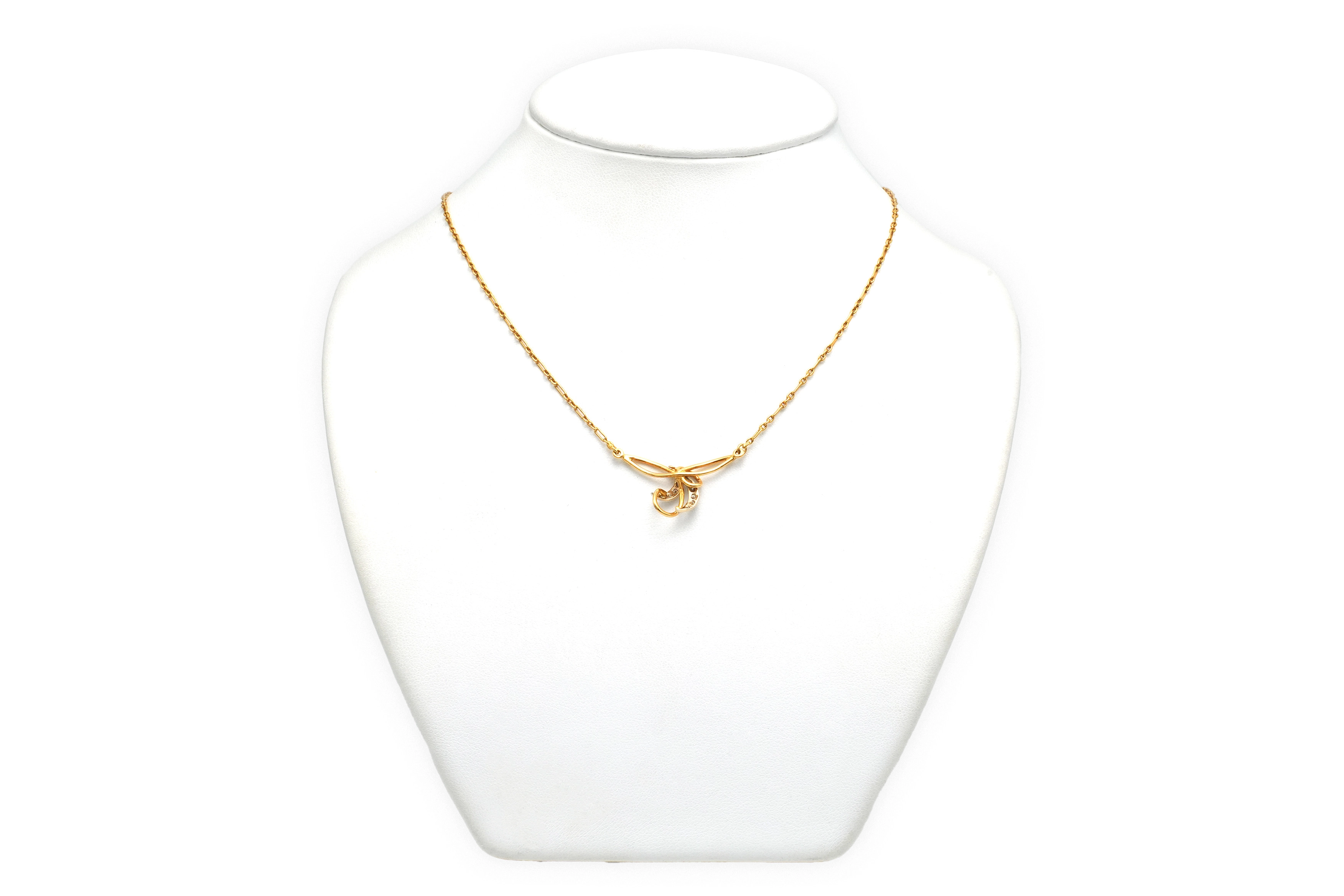 Collier contemporain en or jaune et blanc 18 carats et diamants "taille" 8/8 - 5