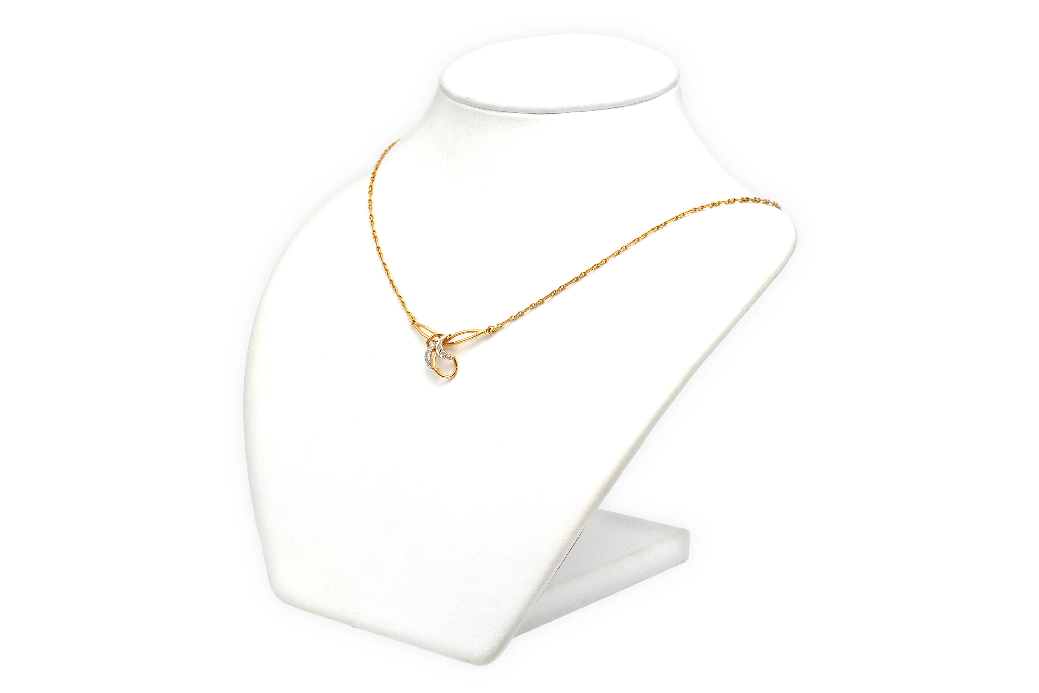Collier contemporain en or jaune et blanc 18 carats et diamants "taille" 8/8 - 3