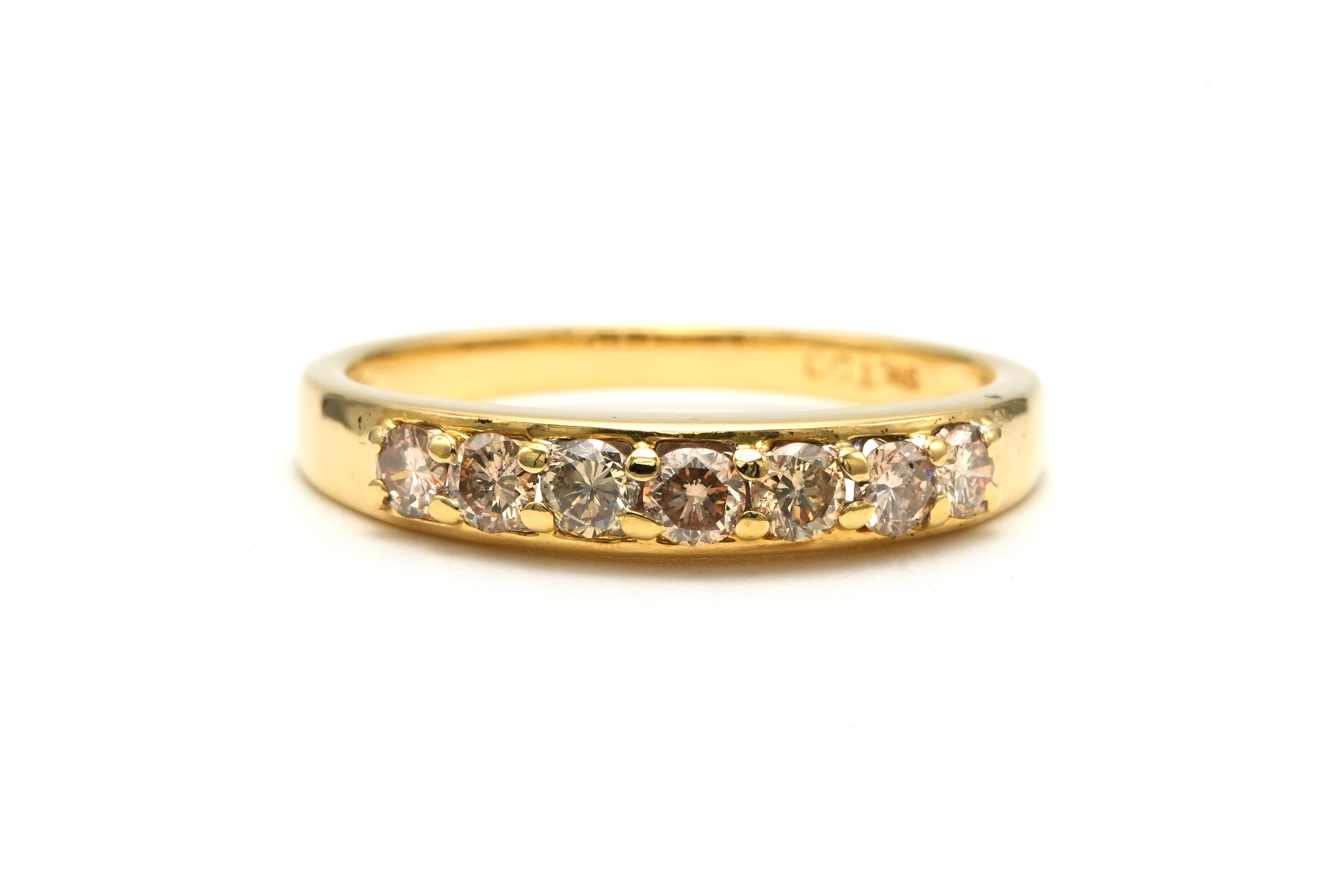 Bague contemporaine en or jaune 18 carats sertie de diamants "taille" brillant (+-0.47ct) - 1