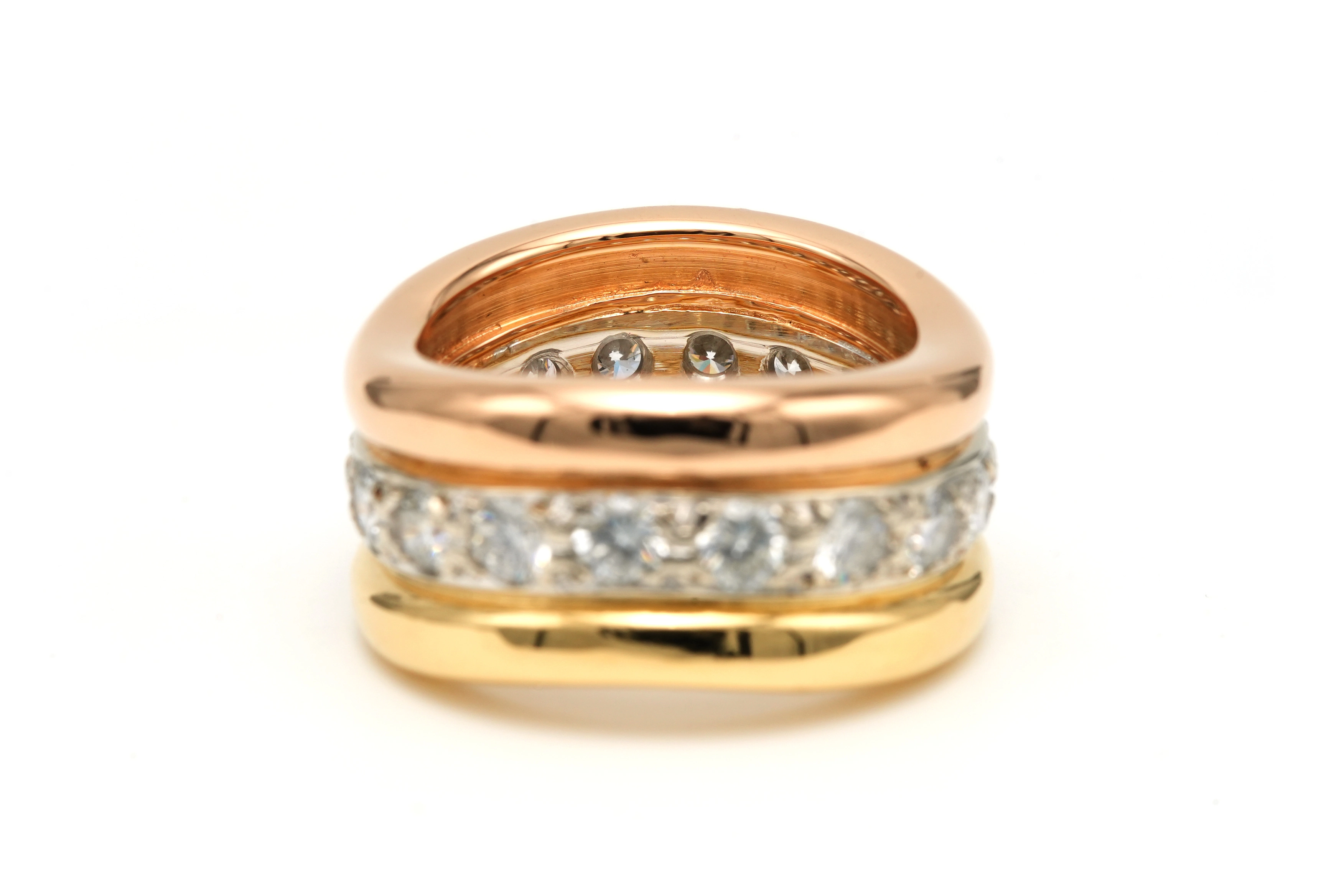 Bague contemporaine en or jaune 18 carats sertie de diamants "taille" brillant (+-2.16ct) - 4