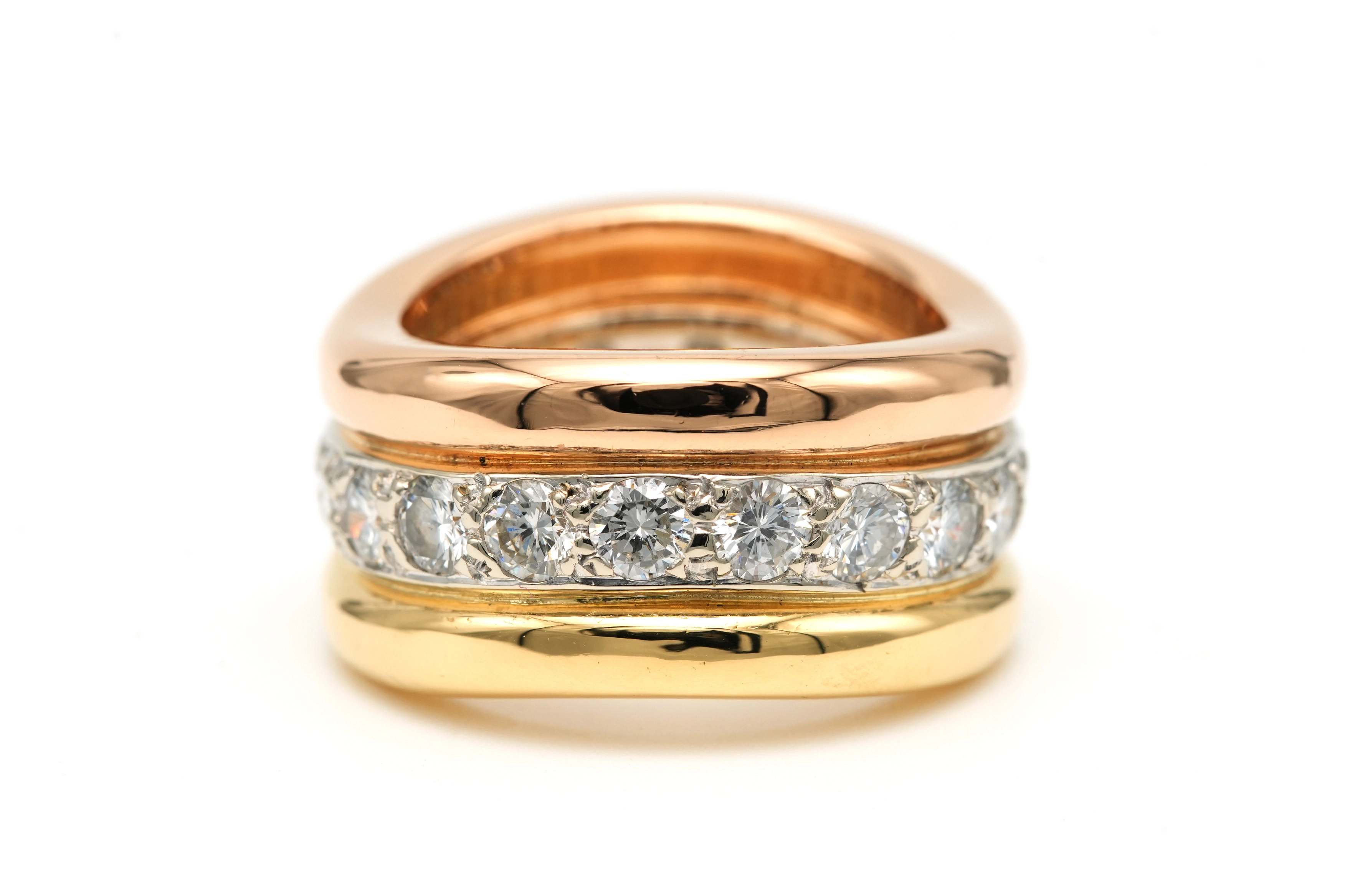 Bague contemporaine en or jaune 18 carats sertie de diamants "taille" brillant (+-2.16ct) - 6