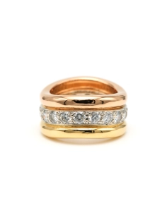 Bague contemporaine en or jaune 18 carats sertie de diamants "taille" brillant (+-2.16ct) - 6