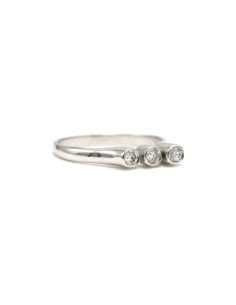 Bague contemporaine en or blanc 18 carats sertie de diamants "taille" brillant (+-0.12ct) - - 6