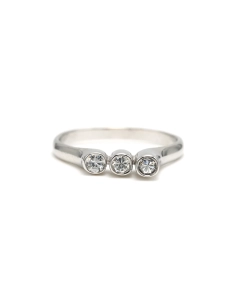 Bague contemporaine en or blanc 18 carats sertie de diamants "taille" brillant (+-0.12ct) - - 1
