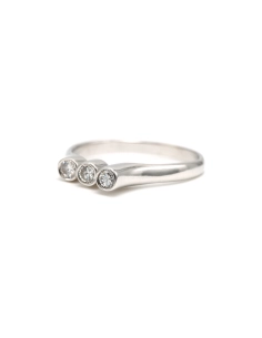Bague contemporaine en or blanc 18 carats sertie de diamants "taille" brillant (+-0.12ct) - 2