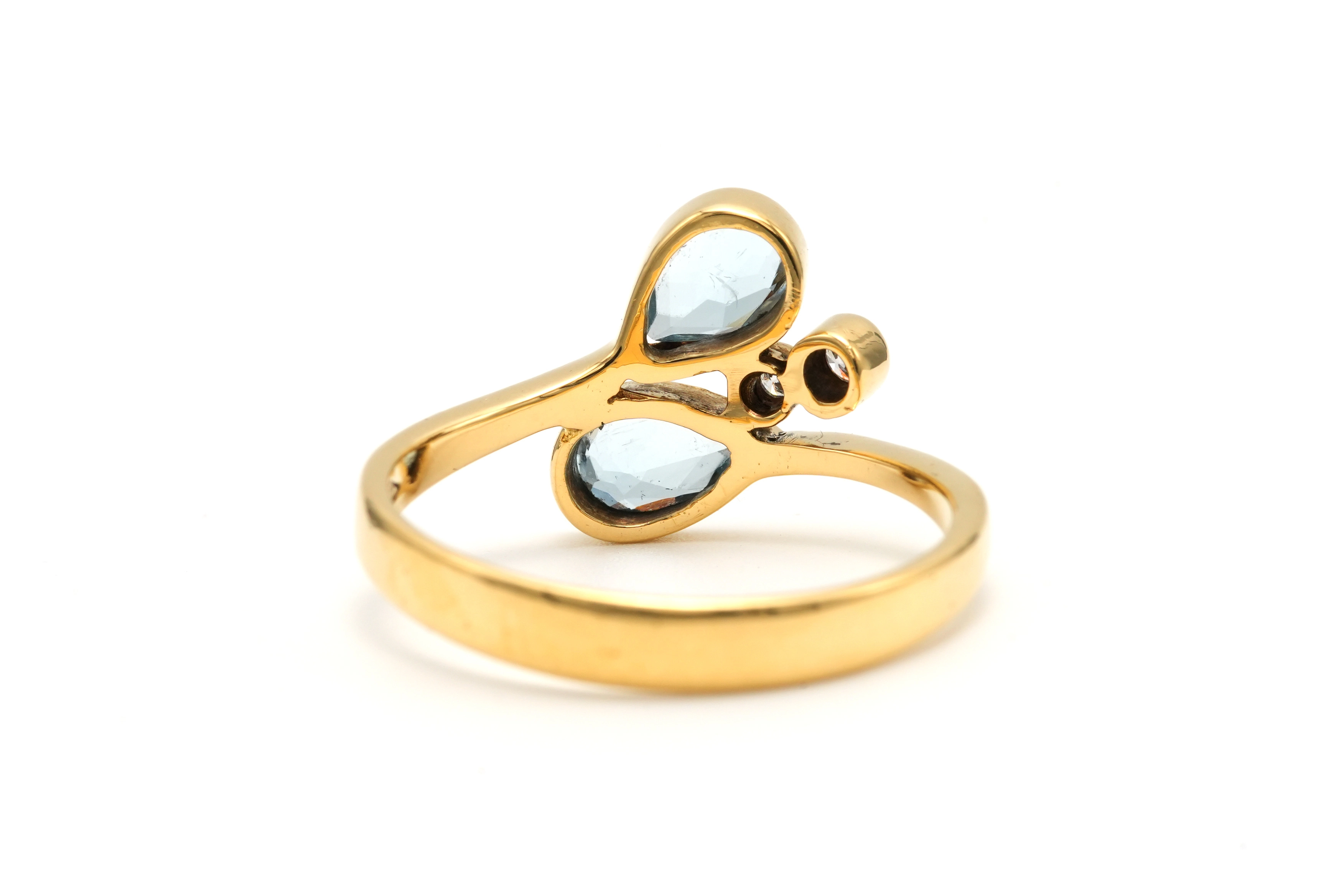 Bague contemporaine en or jaune 18 carats sertie de topazes et de diamants "taille" brillant (+-0.035ct) - - 4