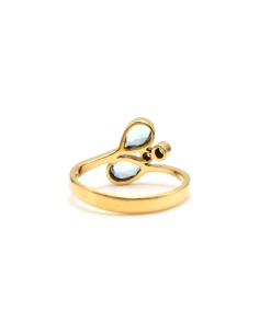 Bague contemporaine en or jaune 18 carats sertie de topazes et de diamants "taille" brillant (+-0.035ct) - - 4