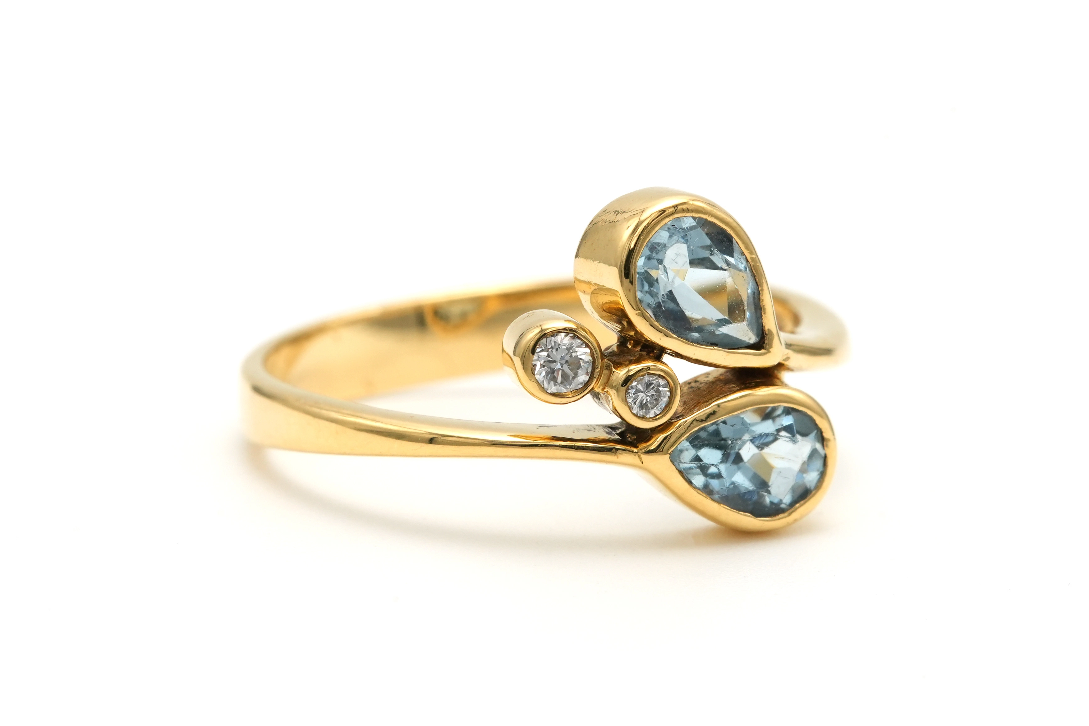 Bague contemporaine en or jaune 18 carats sertie de topazes et de diamants "taille" brillant (+-0.035ct) - - 6