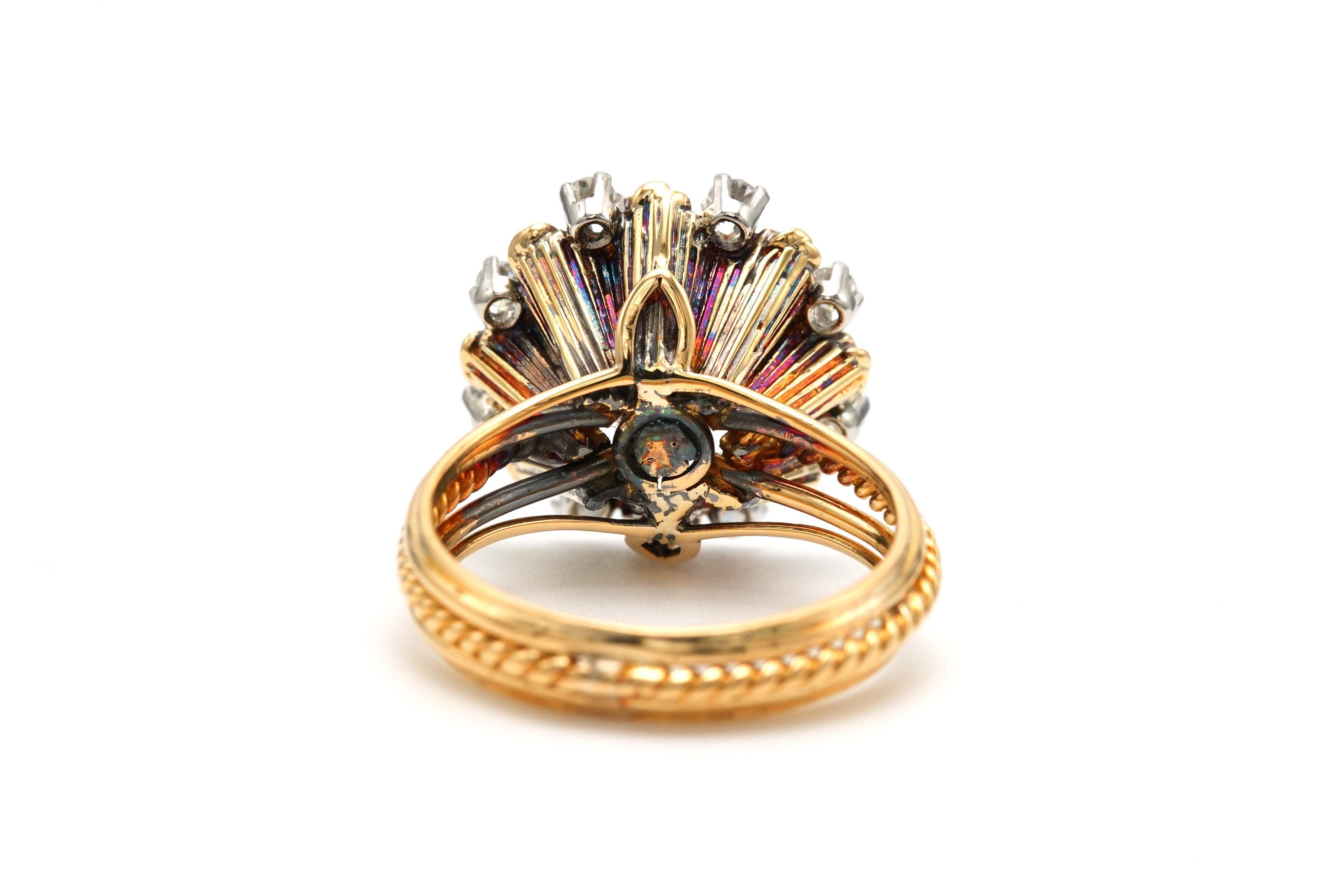 Bague Années 50 en or jaune 18 carats sertie de diamants "taille" brillant (+-0.45ct) - 4