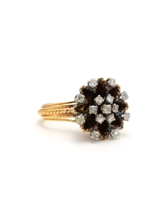 Bague Années 50 en or jaune 18 carats sertie de diamants "taille" brillant (+-0.45ct) - 6