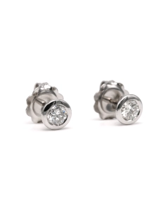 Boucles d'oreilles contemporaines en or blanc 18 carats serties de diamants "taille" brillant (+-0.9ct) - 6