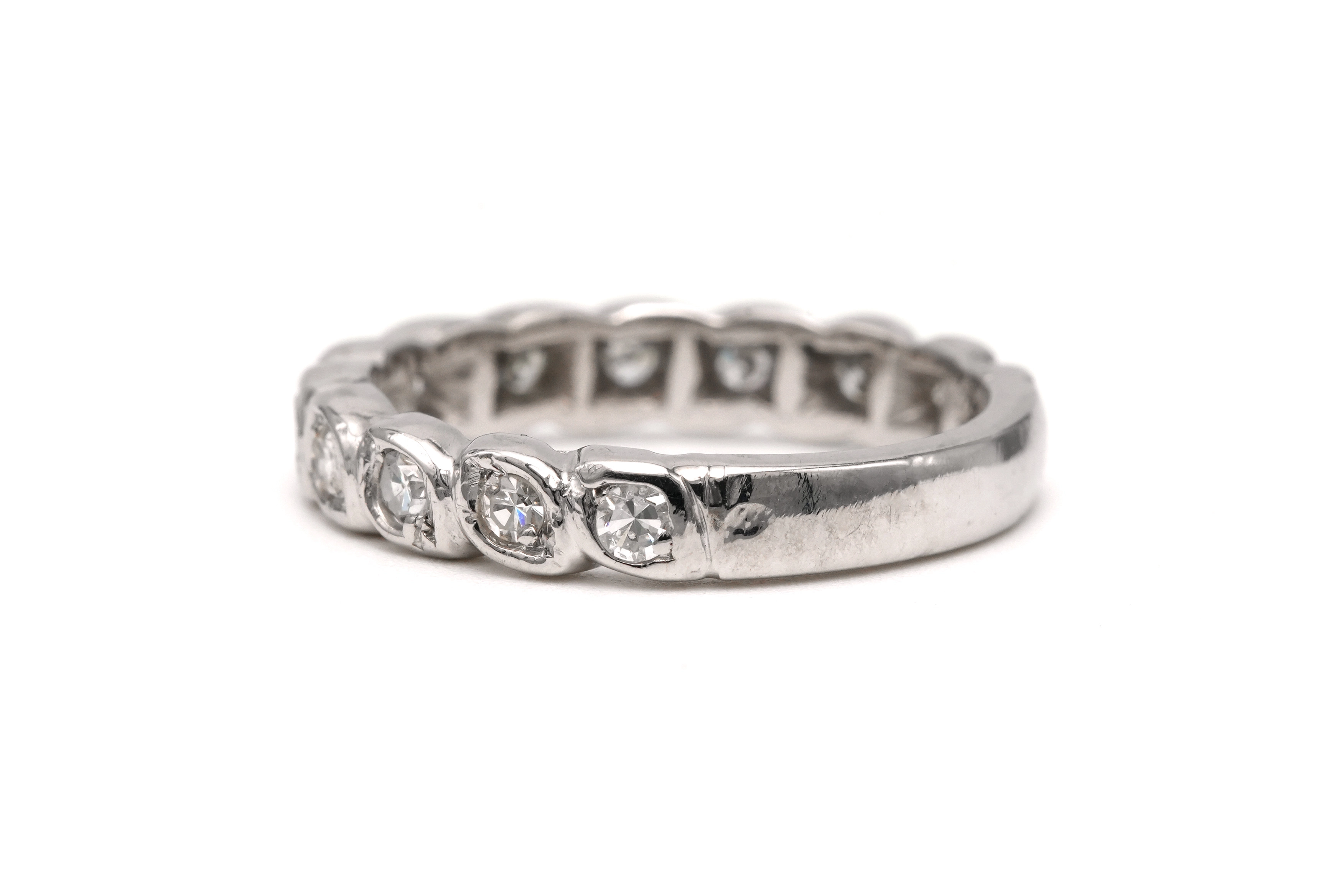 Alliance américaine contemporaine en or blanc 18 carats sertie de diamants - - 2