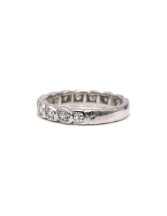 Alliance américaine contemporaine en or blanc 18 carats sertie de diamants - - 2