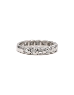 Alliance américaine contemporaine en or blanc 18 carats sertie de diamants - - 5