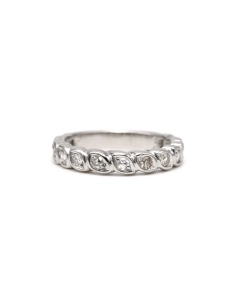 Alliance américaine contemporaine en or blanc 18 carats sertie de diamants - - 1