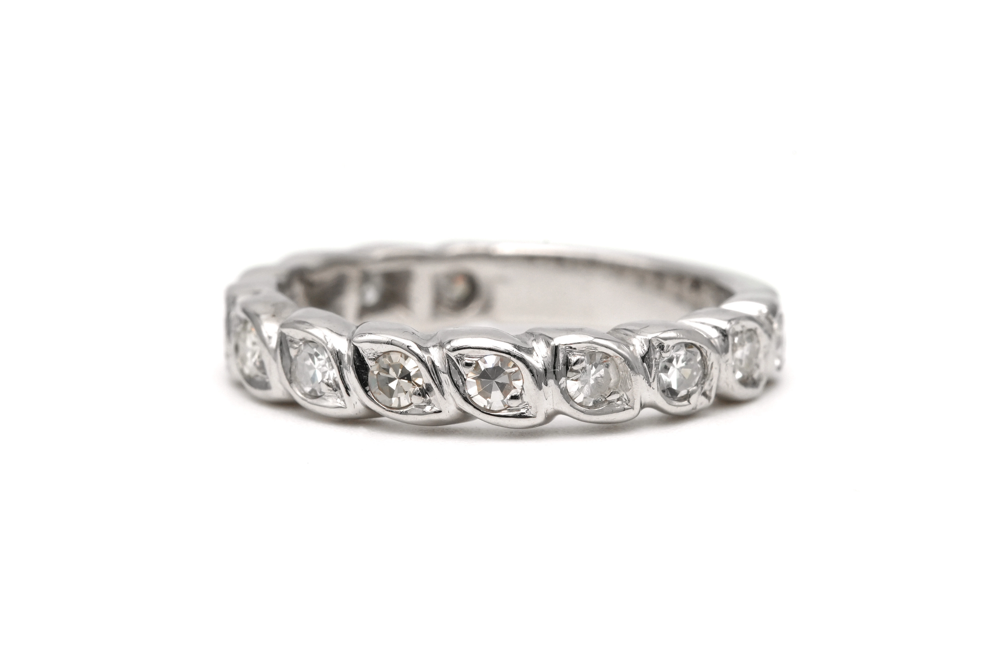 Alliance américaine contemporaine en or blanc 18 carats sertie de diamants - - 3