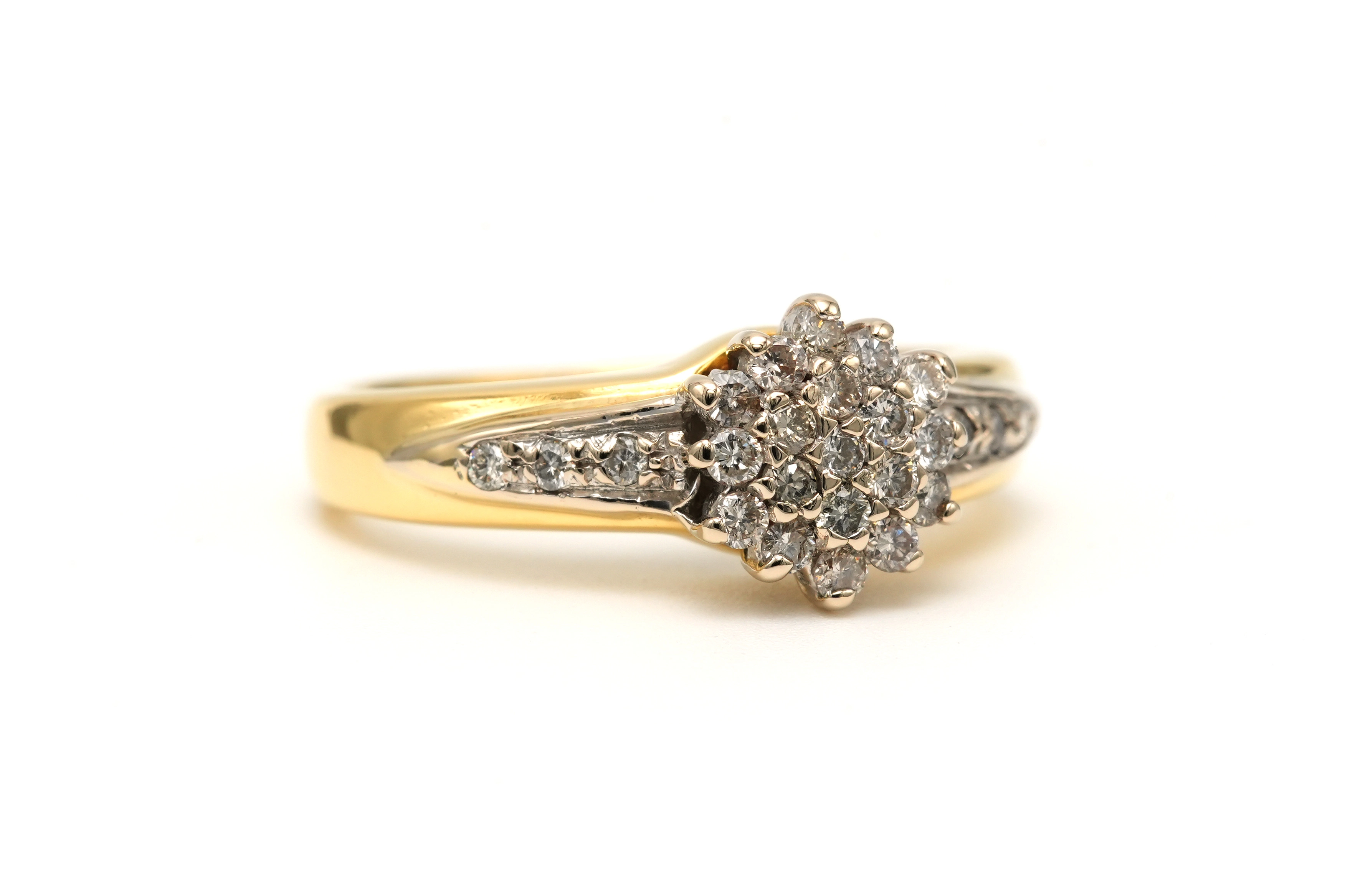 Bague contemporaine en or jaune 18 carats sertie de diamants "taille" brillant (+-0.25ct) - 6