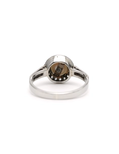 Bague Art Déco en or blanc 18 carats sertie d'une perle et de diamants "taille" rose - - 4