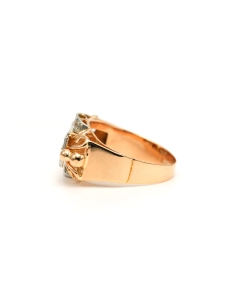 Bague Art Déco en or jaune et blanc 18 carats sertie de zirconiums - - 3