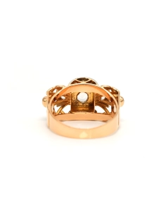 Bague Art Déco en or jaune et blanc 18 carats sertie de zirconiums - - 4