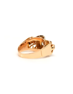 Bague Art Déco en or jaune et blanc 18 carats sertie de zirconiums - - 5
