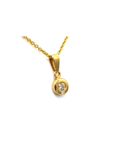 Pendentif contemporain en or jaune 18 carats serti de diamants "taille" brillant (+-0.065ct) - 3