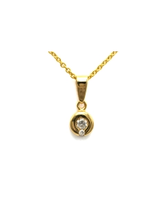 Pendentif contemporain en or jaune 18 carats serti de diamants "taille" brillant (+-0.065ct) - 1