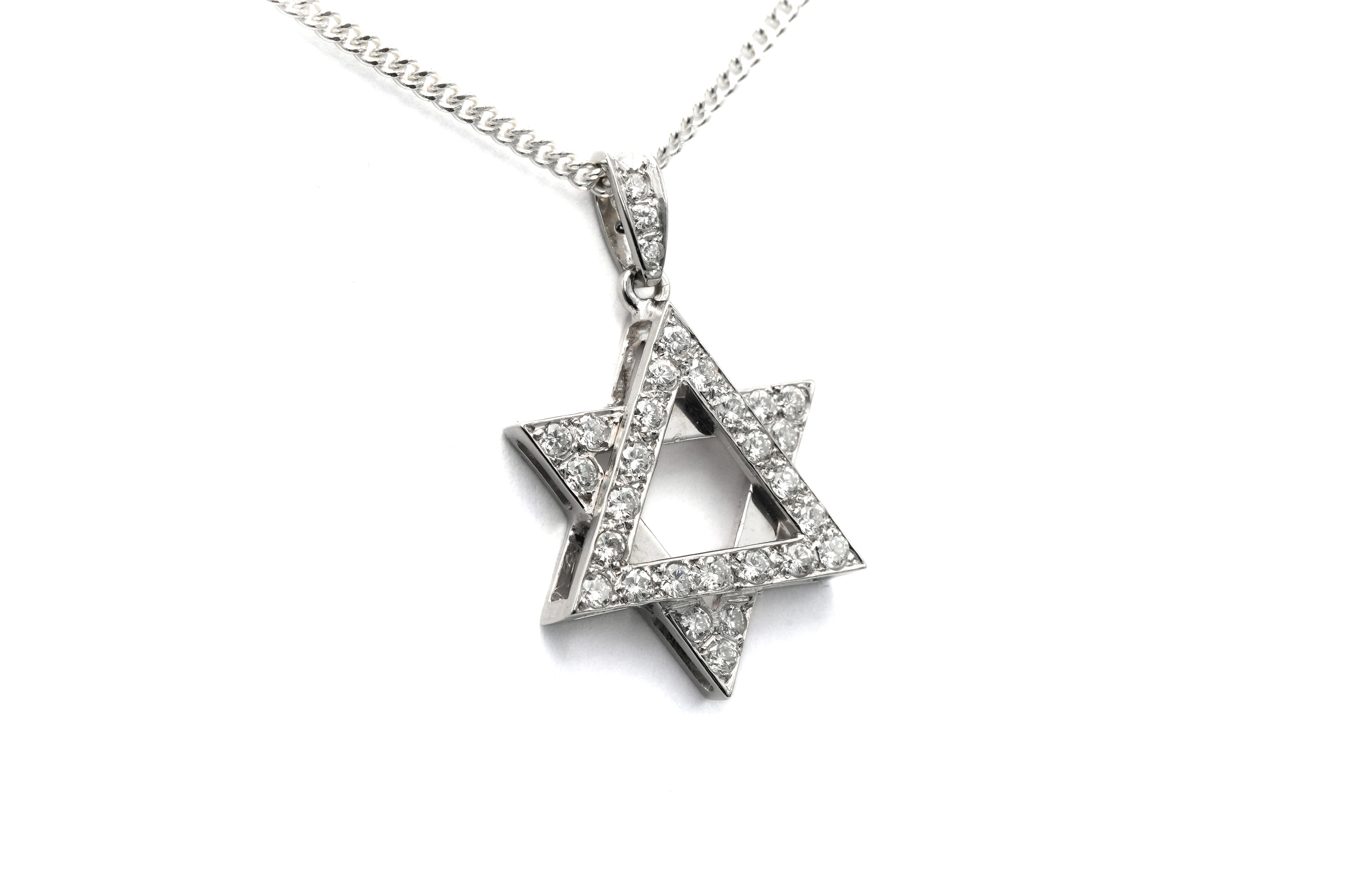 Pendentif contemporain en or blanc 18 carats serti de diamants "taille" brillant (+-0.405ct) - 3